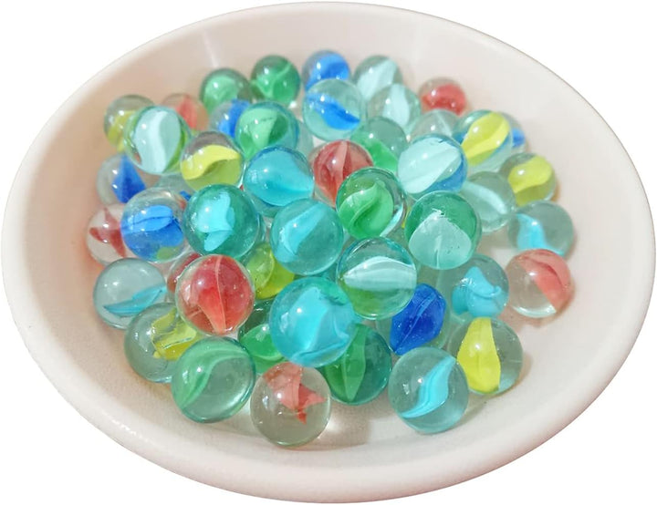 60 Pieces Glass Marbles for Marble Games, 0.63 Inch, 6 Colors.