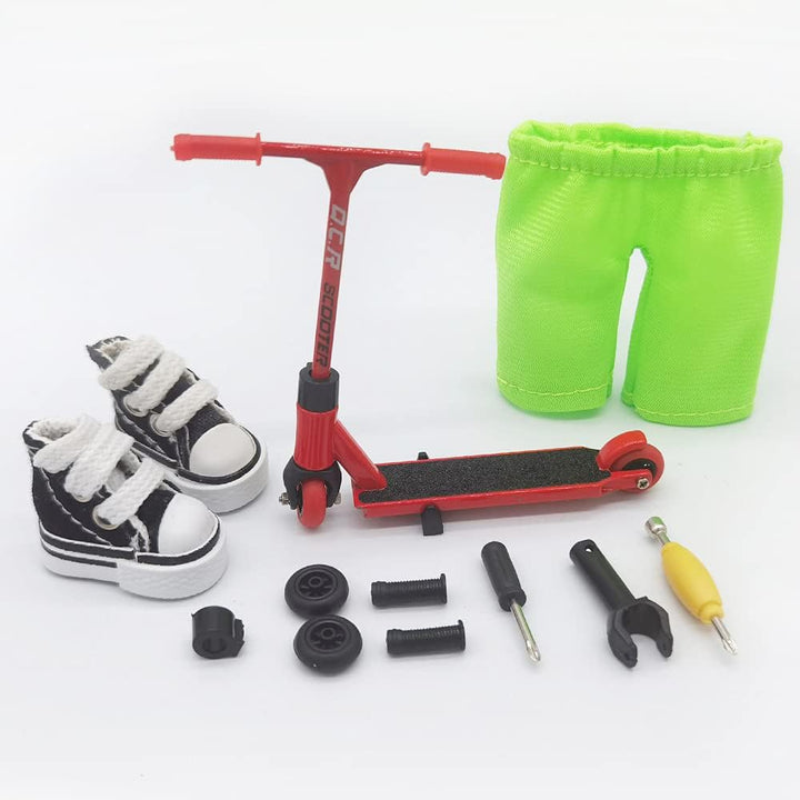 Finger Scooter with Tools and Shoes - Board Accessories Pack 1 Black Toy for Kids (Black Scooter)