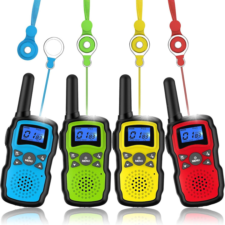 Walkie Talkies for Kids 4 Pack,Family Walky Talky Adults Children Radio Long Range,Outdoor Camping Fun Toys Birthday Present Xmas Gifts for 4 5 6 7 8 Year Old Girls Boys No Battery No Charger