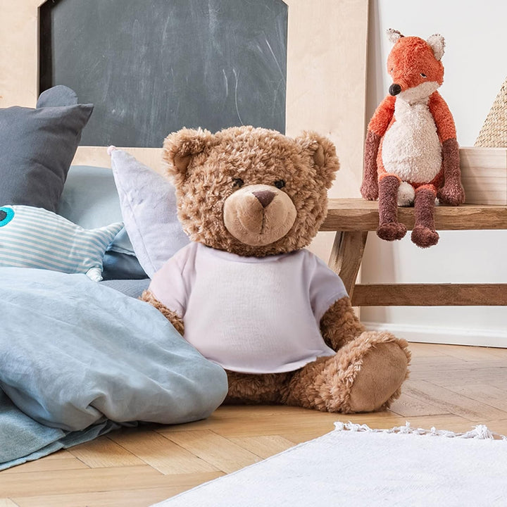 6 Pcs Bear Clothes Basic Tee Shirt Classic Stuffed T Shirt Plush Crew Neck for Stuffed Bears Doll with 14 - 18 Inch, Bear Not Included(White)