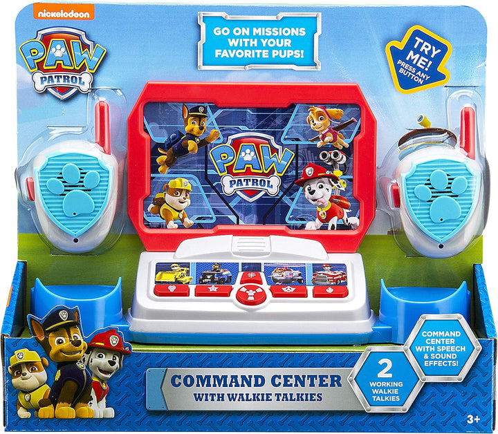 Paw Patrol Toy Walkie Talkie Command Center with Kid Friendly Two Way Radios, Built-In Speech & Sound Effects, Designed for Fans of Paw Patrol Toys for Boys and Girls