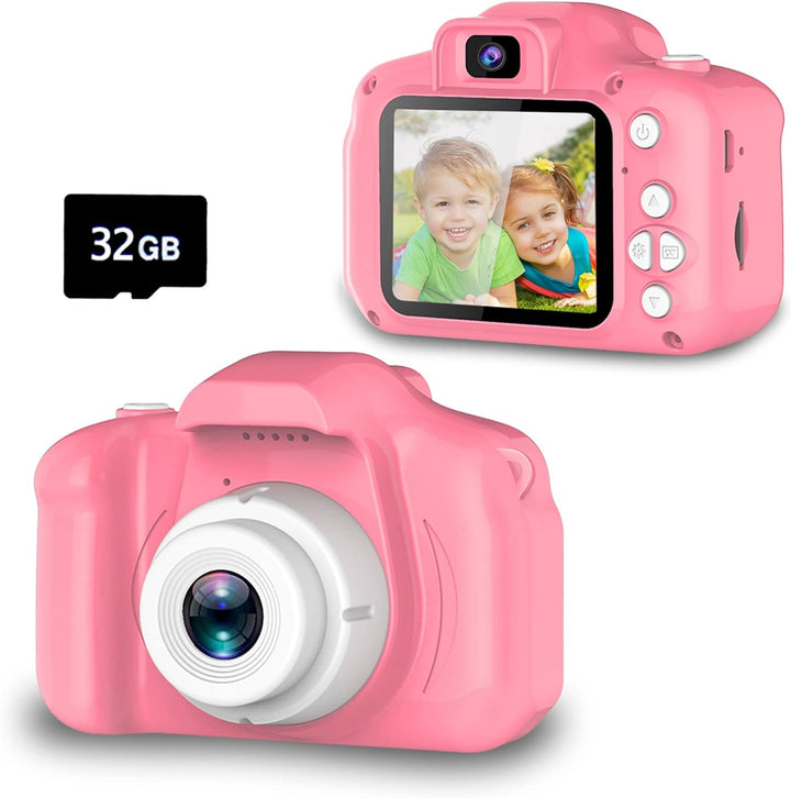 Upgrade Kids Selfie Camera, Christmas Birthday Gifts for Boys Age 3-9, HD Digital Video Cameras for Toddler, Portable Toy for 3 4 5 6 7 8 Year Old Boy with 32GB SD Card-Navy Blue
