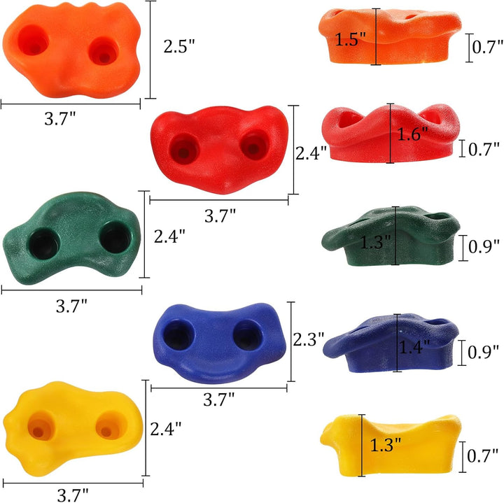 25 Packs Rock Climbing Holds for Kids and Adults, Indoor & Outdoor Rock Wall Climbing Kit, Multi-Colored Climbing Rock Wall Grips with Mounting Hardware, Knotted Rope and 25 Handles