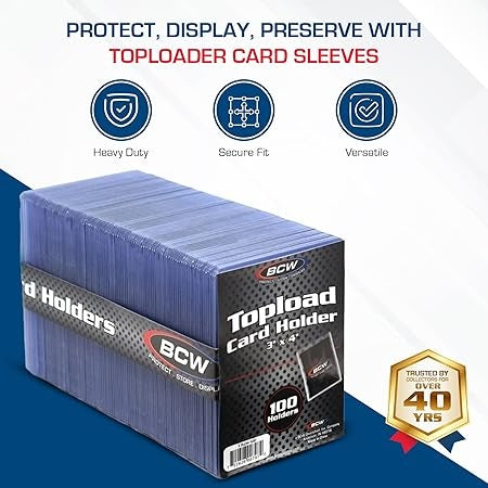 3" X 4" Clear Regular Toploaders for Cards with Card Sleeves Bundle Standard Size 200Ct Trading Baseball Toploader Card Sleeve Protectors