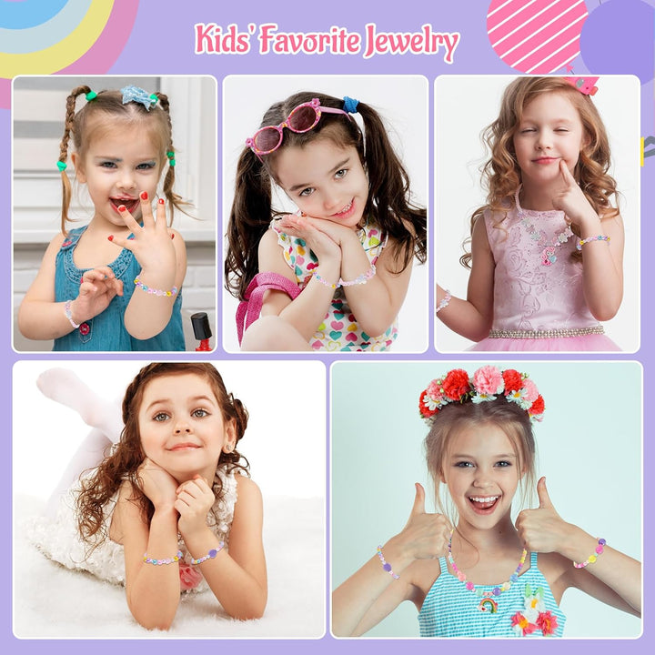 10Pcs Kids Jewelry for Girls -5 Necklaces, 5 Bracelets, Little Girls Jewelry Kids Mermaid Necklace for Girls, Toddler Jewelrys Necklace Birthday Christmas Gift Age 3 4 6 8