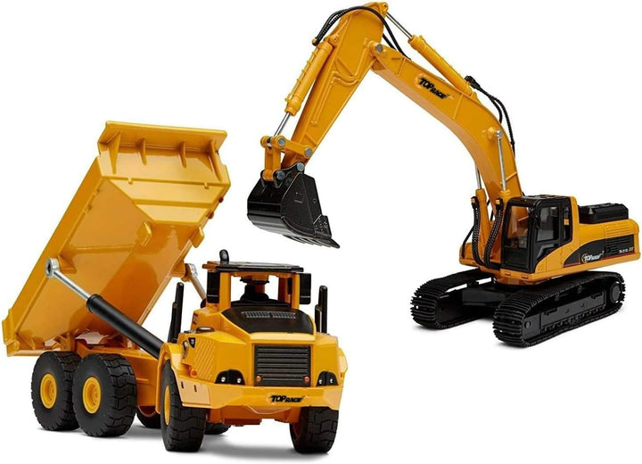 Construction Toys Set - Metal Excavator Toy, Dump Truck for Kids - Realistic Toy Trucks with Moving Parts for Indoor, Outdoor Play - Durable Construction Vehicles for Boys and Girls