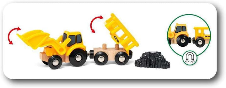 Construction Vehicles - Premium Wooden Toy Train Set | Fun and Educational | Easy Magnetic Couplings | FSC Certified Wood | Ideal Christmas or Birthday Gift