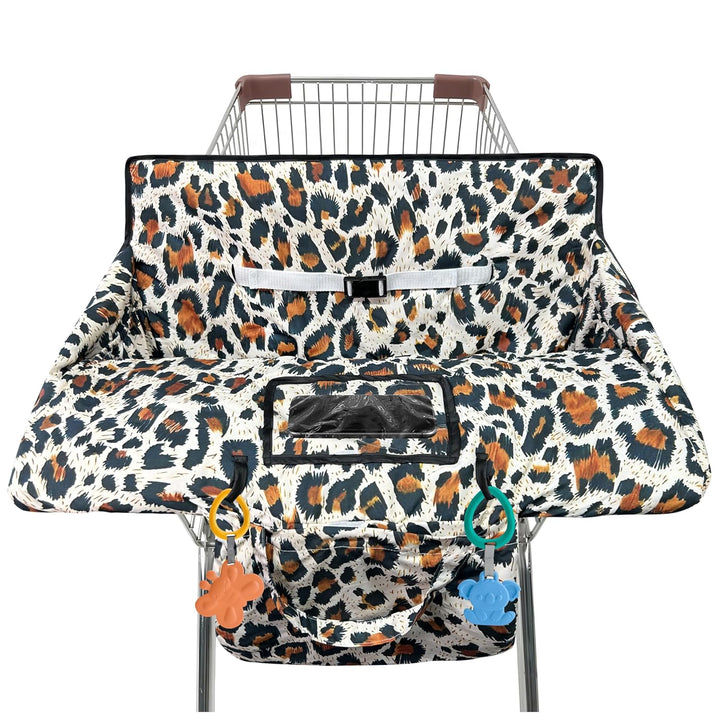 Shopping Cart Cover for Baby,2-In-1 High Chair Cover Soft,Portable, and Machine Washable,Comfortable Cotton Seat Pad with Safety Harness and Portable Cloth Bag,Fits All Supermarkets and Restaurants