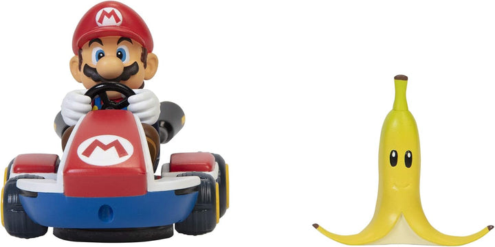 Spin Out Mariokart Mario Racer Vehicle with 360 Spins, Wind up and Go! Includes One 2.5” Mario Action Figure