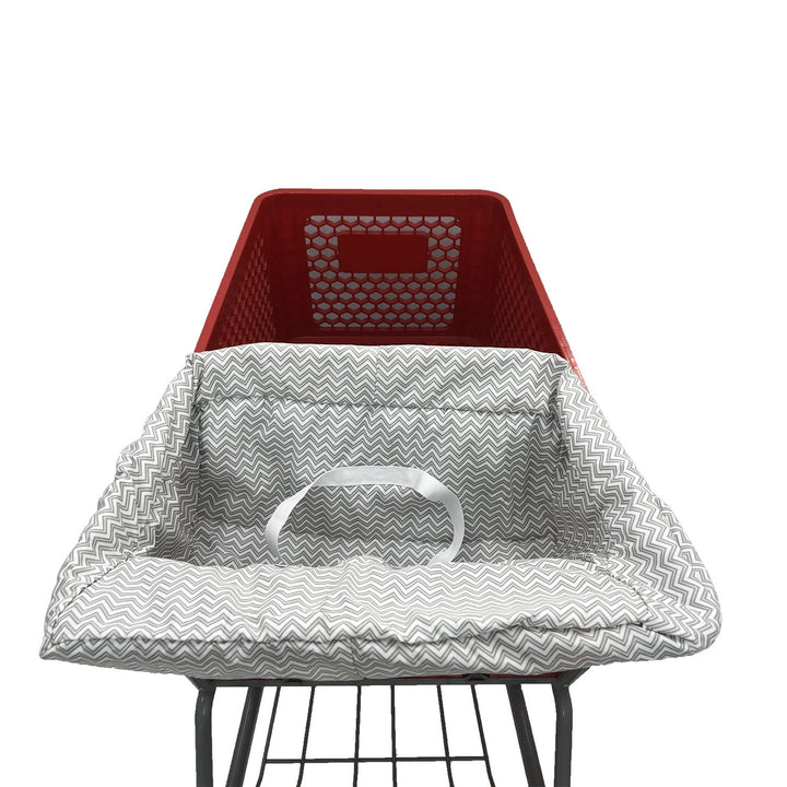 Portable Shopping Cart Cover, High Chair and Grocery Cart Covers for Babies, Kids, Infants & Toddlers, Attached Carry Bag (Gray Chevron)