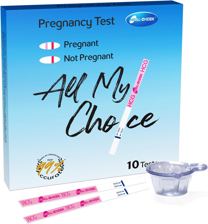 Pregnancy Tests with Cup,  Bulk Pregnancy Test Strips for Home Detection, over 99% Accuracy, Individually Wrapped, Extra-Wide 5Mm HCG Test Kit Comfortable Grip, 25 Count, Pruebas De Embaraz
