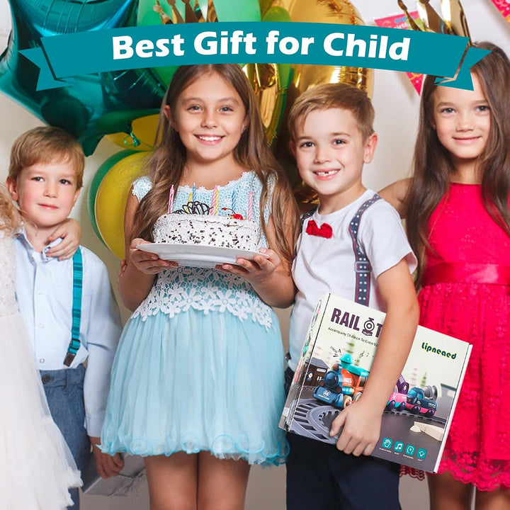 Train Set for Toddlers, Magnetic Train Toys for Toddlers 3+, 4Pcs Trucks Toy Train for Boys and Girls, Birthday Christmas Toy Gifts for 3 4 5 6 7 8 Years Old