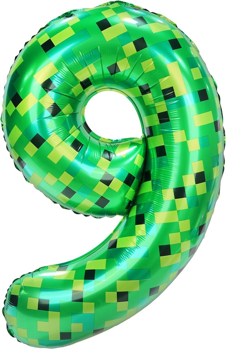 TNT Pixel Happy Birthday Banner Party Decorations Foil Balloons Letters Signs Blast Gaming Party Miner Supplies for Boy Girl