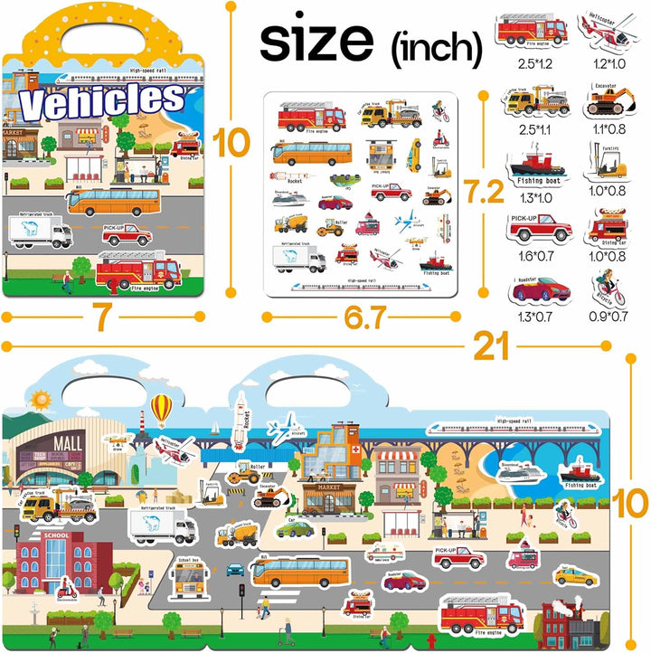 6 Sets Reusable Sticker Books for Toddlers 1-3, Jelly Sticker Books for Toddlers 2-4 Years, Toddler Travel Toys for Kids 2 3 4 Year Old Girls Boys