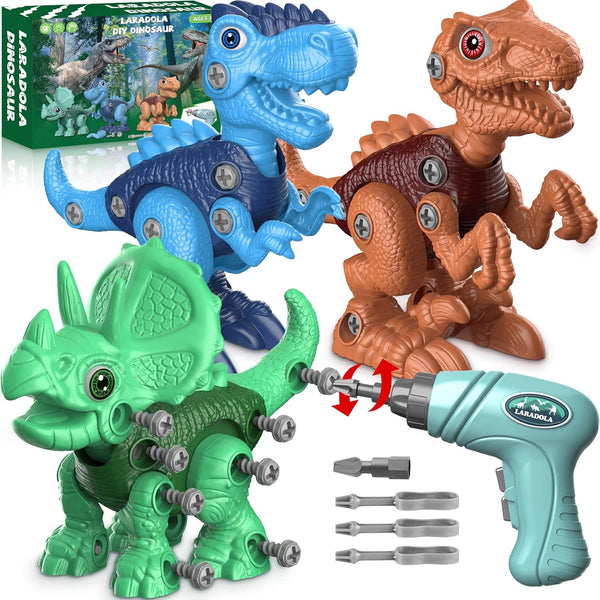 Dinosaur Toys for 3 4 5 6 7 8 Year Old Boys, Take Apart Dinosaur Toys for Kids 3-5 5-7 STEM Construction Building Kids Toy with Electric Drill, Party Christmas Birthday Gifts Boys Girls