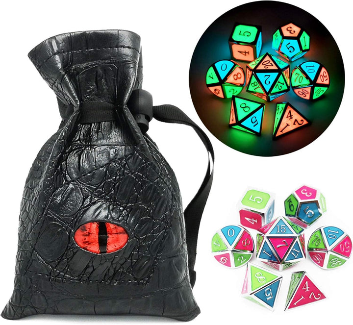 Bloodstained Metal DND Dice Set Blood Polyhedral D&D Dice Compatible with Dungeons and Dragons Gift TTRPG Antique Metal Halloween Dice