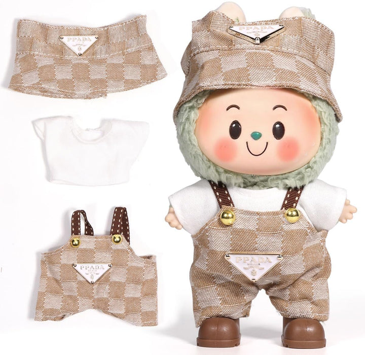 for Labubu Clothes/For Labubu Outfits,Clothes Set for 17Cm Lububu Doll,3 Piece Set Hat Clothing for LA BUBU, Boys and Girls Stylish Adorable Dolls Clothes Accessories (No Doll) (D_Style)