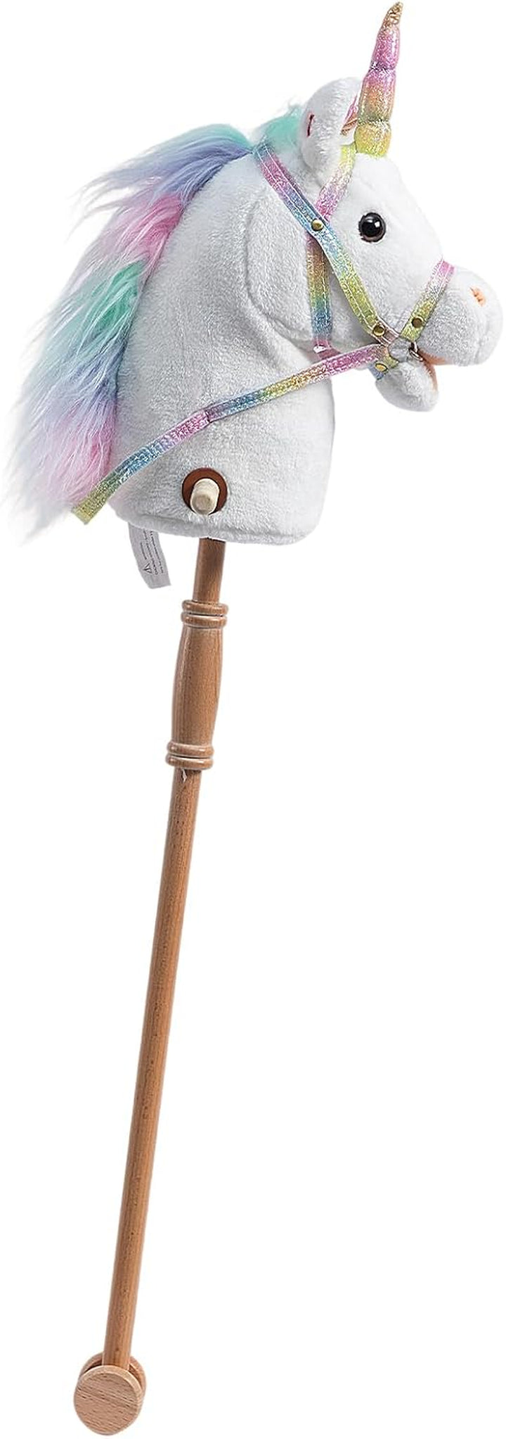 Sequin Unicorn Stick Horse Handcrafted Hobby Horse on a Stick with Wood Wheels Real Pony Neighing and Galloping Sounds Plush Unicorn Toy Pink 36 Inches(Aa Batteries Required)