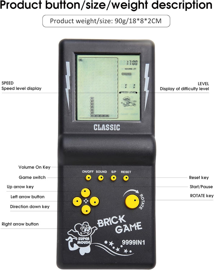 3.5-Inch Large Screen Retro Brick Game Console for the 80S/90S Build in Block Game Racing/Tank Game Built-In 23 Classic Games Nostalgic Puzzle Children'S Game Console (Black)