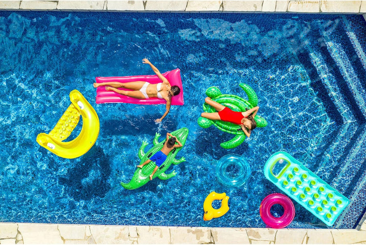 58859EP Sit 'N Float Inflatable Pool Float: Pool Lounge with Built-In Cup Holders – Heavy-Duty Handles – 220Lb Weight Capacity – 58" X 39" – Colors May Vary