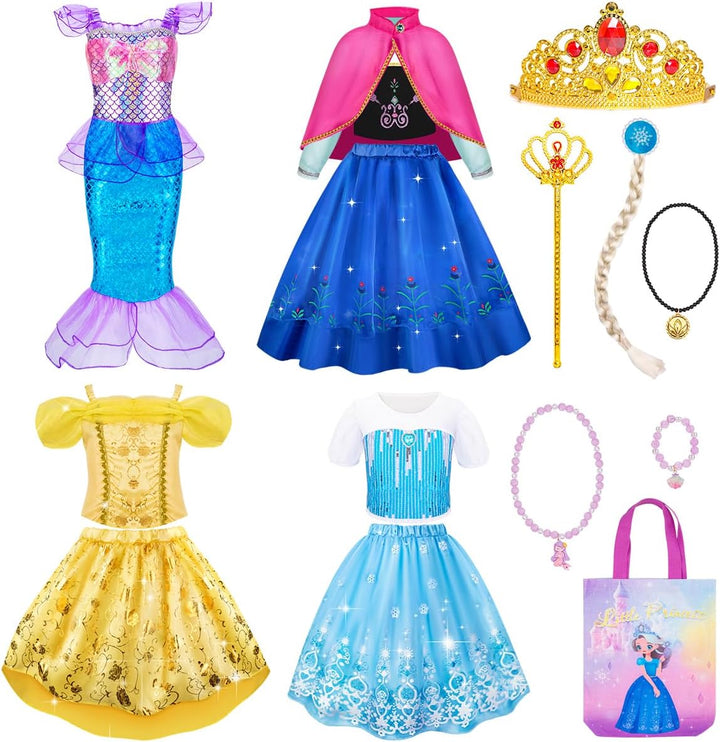 Princess Dress up - Princess Dresses for Girls with Princess Toys, Dress up Clothes for Little Girls Pretend Play