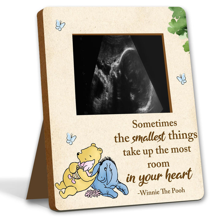 Winnie Pregnancy Milestone Keepsake & Ultrasound Picture Frame - Baby Shower Sign & Decor - Gifts for Gender Reveal