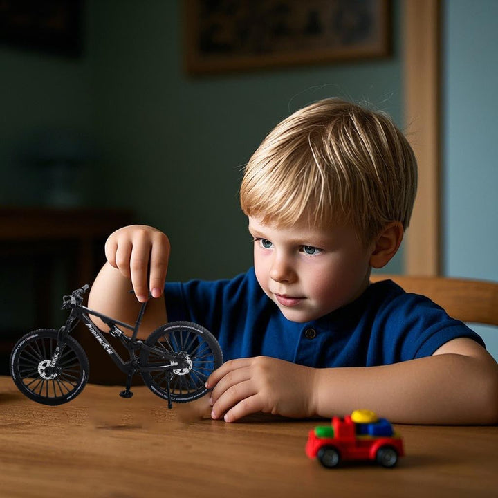 1:8 Scale Die-Cast Mini Mountain Bike Toy Miniature Finger Bicycle Model Alloy Cake Topper Desktop Decoration Crafts for Cycling Lovers Bike Racers Athletes Children Boys and Girls (Purplish Red)