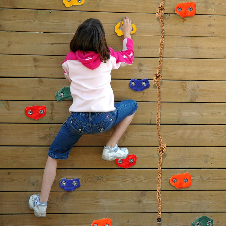 25 Packs Rock Climbing Holds for Kids and Adults, Indoor & Outdoor Rock Wall Climbing Kit, Multi-Colored Climbing Rock Wall Grips with Mounting Hardware, Knotted Rope and 25 Handles