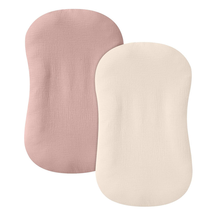Muslin Baby Lounger Cover 2 Pack, 100% Cotton Infant Lounger Cover, Soft & Breathable Replacement Slipcover, Compatible with Snuggle Me Newborn Lounger (Dark Olive,Cream)