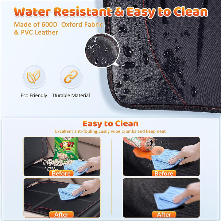 Car Seat Protector, 2 Pack, Waterproof 600D Fabric Carseat Protector Car Seat Cover for Child Car Seat with Nonslip Backing Mesh Pockets for Baby and Pet SUV Sedan Truck Leather Seats