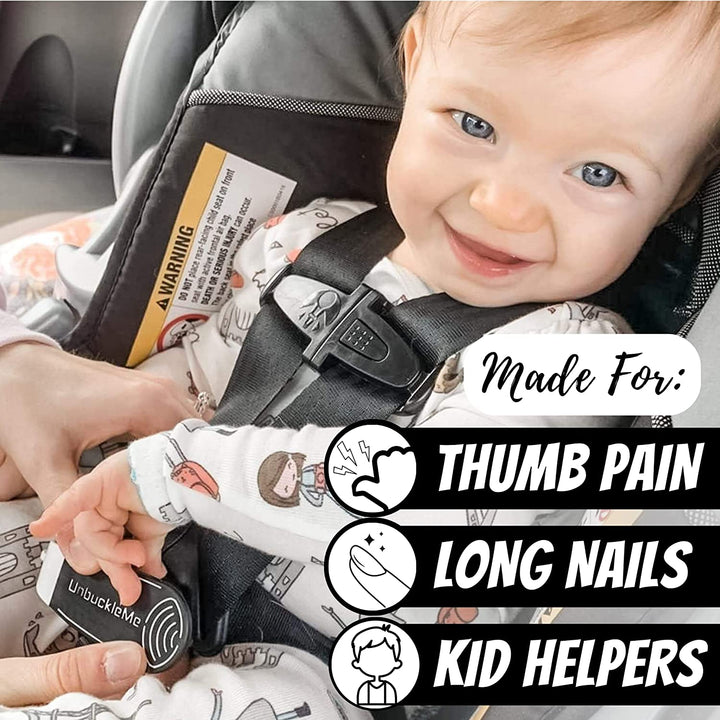 Car Seat Buckle Release Tool (As Seen on Shark Tank) - Easy Opener Aid for Arthritis, Long Nails, Older Kids - Button Pusher for Infant, Toddler Car Seats (2 Pack, Pink & Purple)