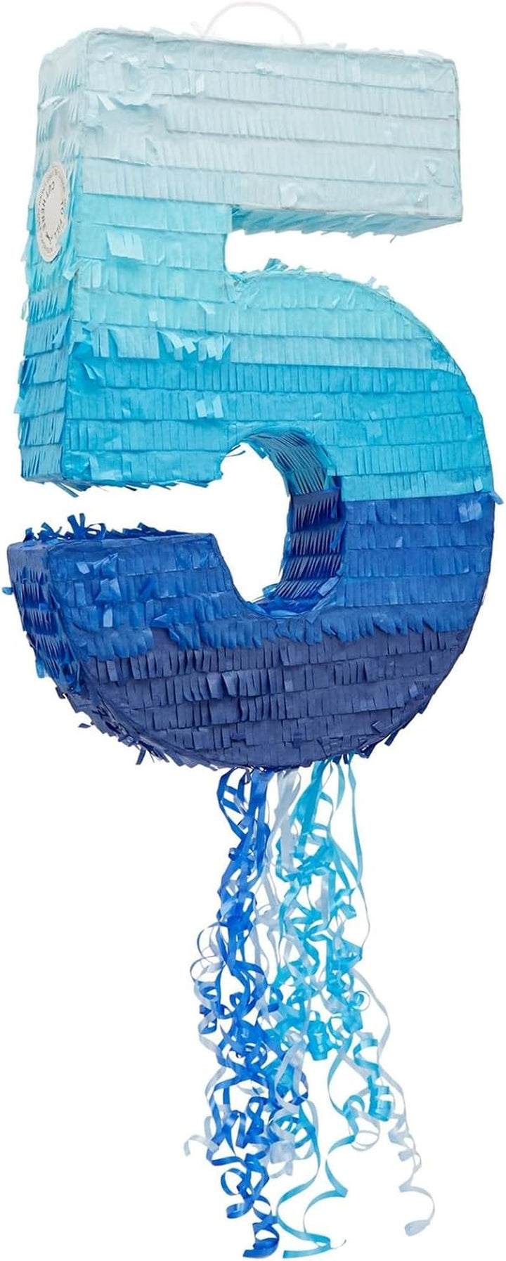 Number 4 Pull String Pinata for Boys 4Th Birthday Party Decorations - Ombre Blue (16.5 X 12 X 3 in 4 Pinata)