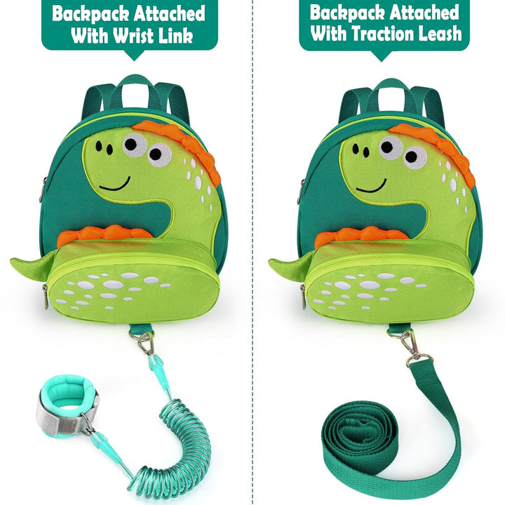Toddler Harness Backpack Leash, Cute Dinosaur Backpacks with anti Lost Wrist Link, Cute Mini Child Backpack Wristband Tether Strap and Protection Leashes for Boys Girls Aged 1-3 Years