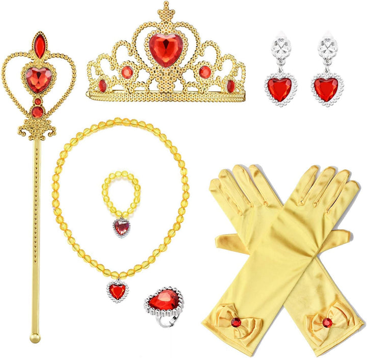 Princess Dress up Jewelry Dress up Set for Girls Jewelry Accessories with Crowns, Necklaces, Wands, Rings, Earrings Bracelets(7Pcs) …