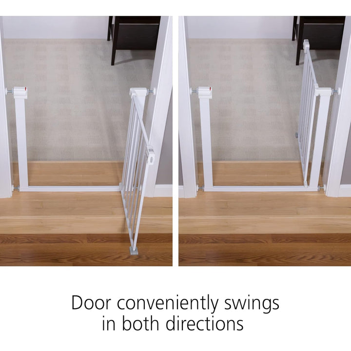 Easy Install Walk Thru Baby Gate for Doorways, Gate with Door, Dog Gates, Fits 29"-38", Easy Install 28" Tall, White
