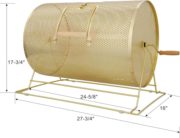 Elegant Raffle Drum for Fun Gatherings, Holds 10,000 Tickets, Ideal for Bingo and Social Events, Brass Plated with Wooden Handle