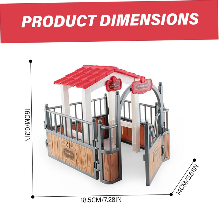 Horse Barn Playset Horse Stable Playset Pavilion 7.3X5.5X6.3'' Plastic Barn Pavilion Imaginary & Creative Educational Toys Accessories for Lovers