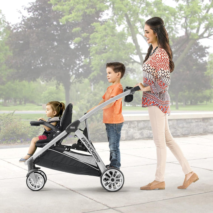 Bravofor2 Standing/Sitting Double Stroller - Iron | Black/Grey
