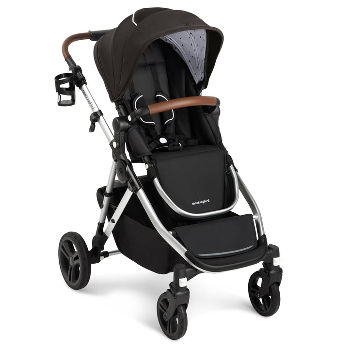 Single-To-Double Stroller 2.0 - Modular Full-Size Baby Stroller for 1, 2 or 3 Kids - Includes Cup Holder - Black