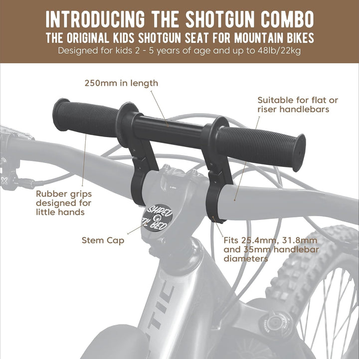 Kids Ride  - Child Bike Seat & Handlebar Combos - Front Mounted, for Children Aged 2~5 Years, Fits Most Adult Modern Mountain Bikes, Adjustable for Comfort
