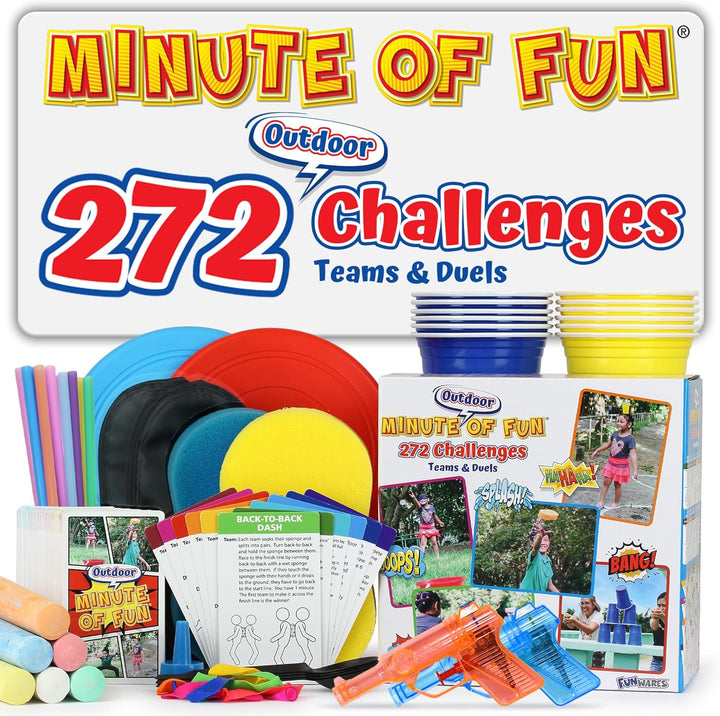 Minute of Fun Game - Minute to Win It Games for Kids, Adults, Teens, Families, Game Night, Gift for Home, Birthdays, or Travel. 2-12 Players! Original - 237 Challenges
