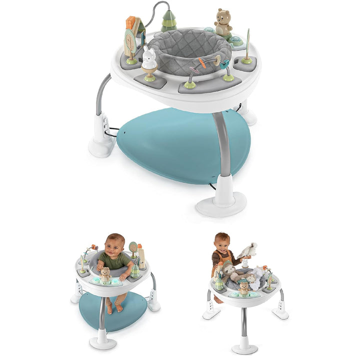 Spring & Sprout 2-In-1 Baby Activity Center Jumper and Table with Infant Toys - Ages 6 Months +, First Forest