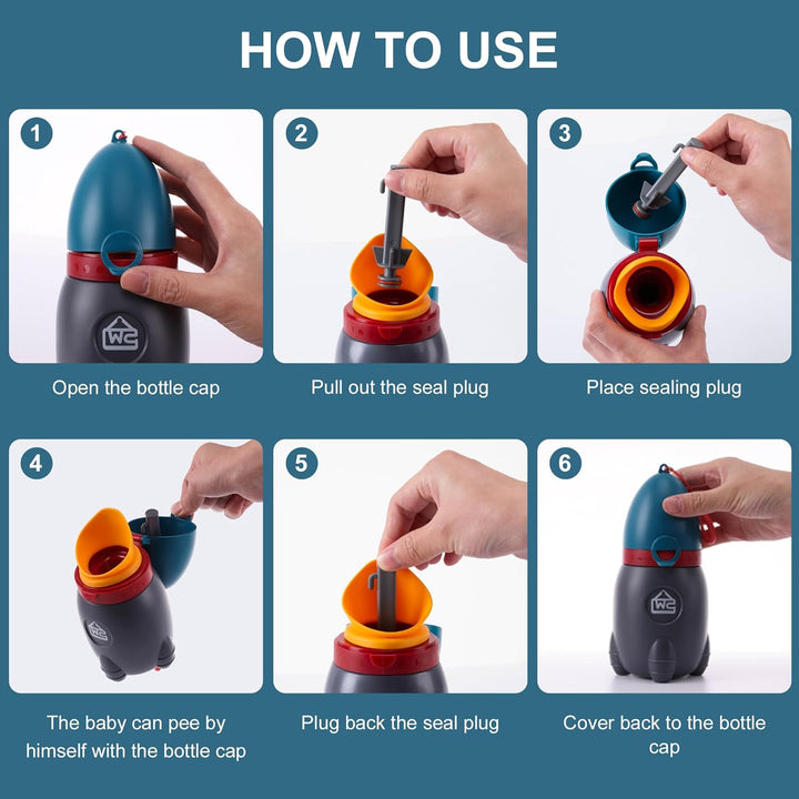 Travel Urinal for Kids,Rocket Toys Portable Emergency Urinal for Toddler,Light and Easy to Carry,Suitable for Car,Travel,Camping and Children'S Urinal Potty Training(Deep Blue)