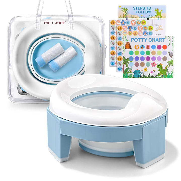Portable Potty for Kids Travel - Foldable Training Toilet Chair for Toddler Girls with Storage Bags, Potty Training Toilet for Outdoor and Indoor Easy to Clean(Green)