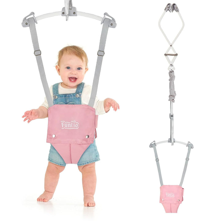 Baby Door Jumper for 6-24 Months (With Door Clamp), Baby Jumper Doorway with Strong Spring & Adjustable Strap, Portable Infant Baby Bouncer, Bearing 40 Lbs, CPC & CE Certified - Gray