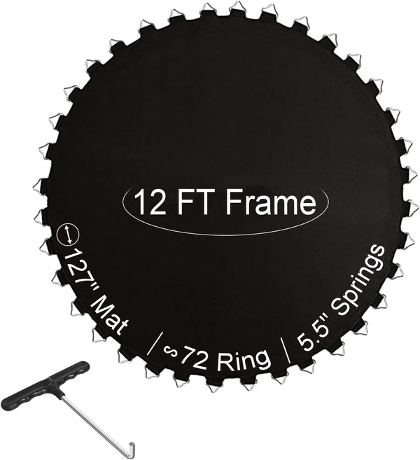 12FT 14FT 15FT Trampoline Mat Replacement, Fits 5.5" Springs 72 80 V-Hooks round Trampoline Frame,Premium Trampoline Jumping Mat (Excluding Frame and Spring)