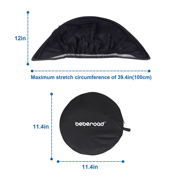 2-In-1 Car Seat Canopy - Universal Baby Car Seat Cover with Sunshade & Mesh Protection, 2-Way Zipper for Easy Access (Black)