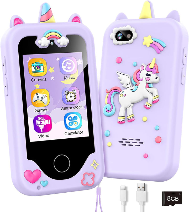 Kids Smart Phone for Girls, Christmas Birthday Gifts for Girls Age 3-10,Kids Toys Cell Phone, Toddler Learning Play Toy Phone with Dual Camera, Game, Music Player
