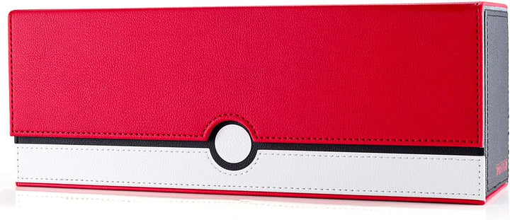150+ Premium Deck Box Case for PTCG, MTG, Large Capacity with 2 Dividers, Fits 100+ Sleeved Cards TCG Trading Card Games(Vertical - Red & White)