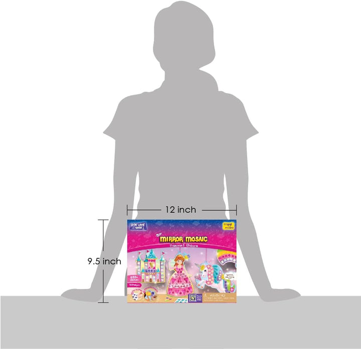 Mirror Mosaic Princess & Unicorn Kids Art Set | DIY Craft Kit | Foil Stickers for Kids | Birthday Gift for Girls and Boys Ages 3,4,5,6,7,8 | 3 Year Old Girl Gifts